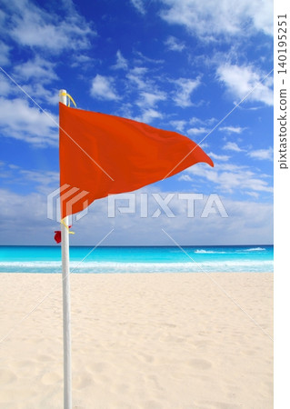 Beach red flag bad weather wind advice Caribbean Beach red flag bad weather wind advice Caribbean 140195251