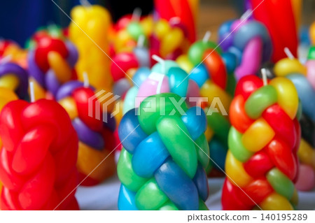 colorful braided candles handcraft texture pattern 140195289