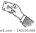 Hand With Playing Card Magic Trick Drawing 140195389
