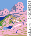 Mount Haku in Hakusan National Park Japan WPA Poster Art 140195393