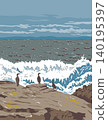 Cormorant on Rocks at Pebble Beach California WPA Ukiyo-e Poster 140195397