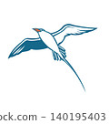 Red-billed Tropicbird Flying Retro Logo 140195403