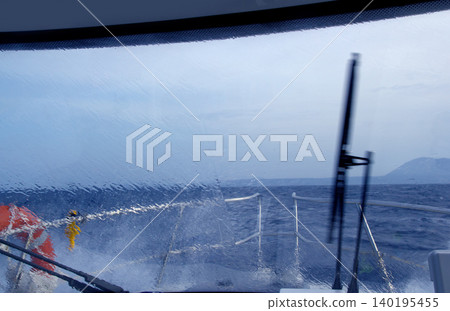 boat perfect storm water splashing 140195455