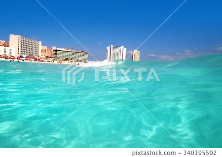 Cancun Caribbean sea view from up wave Cancun Caribbean sea view from up wave 140195502