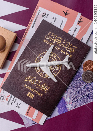 Qatar passport for travelling, flying and doing business. Qatari document 140195532