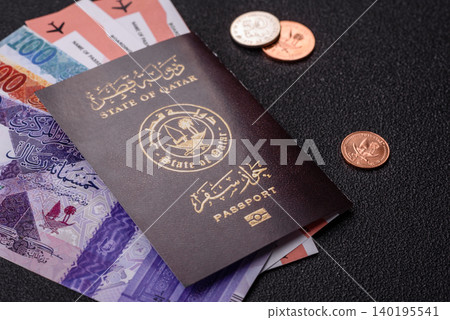 Qatar passport for travelling, flying and doing business. Qatari document 140195541