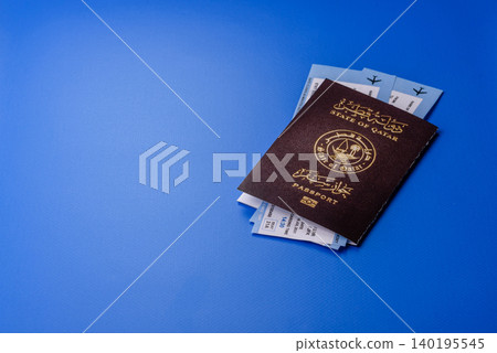 Qatar passport for travelling, flying and doing business. Qatari document Qatar passport for travelling, flying and doing business. Qatari document 140195545