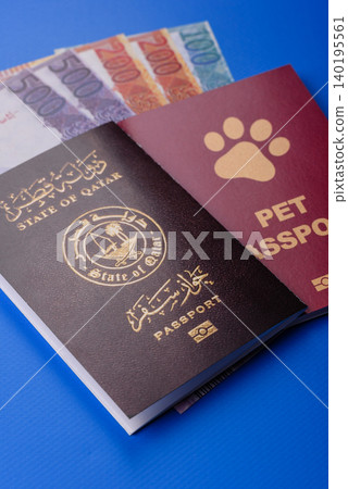 Qatar passport for travelling, flying and doing business. Qatari document Qatar passport for travelling, flying and doing business. Qatari document 140195561