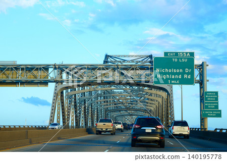 Horace Wilkinson Bridge in Mississippi river Horace Wilkinson Bridge in Mississippi river 140195778