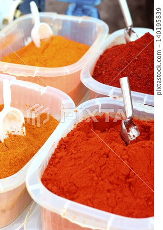 saffron paprika curry yellow orange spices saffron paprika curry yellow orange spices 140195839