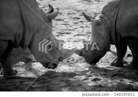 Two african rhino, duel for power Two african rhino, duel for power 140195851
