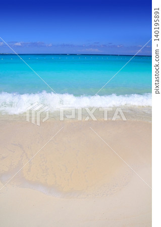 Caribbean turquoise sea beach shore white sand Caribbean turquoise sea beach shore white sand 140195891
