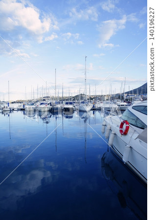 Beautiful blue marina in Mediterranean sea Beautiful blue marina in Mediterranean sea 140196227