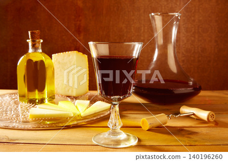 Manchego cheese from Spain in wooden table Manchego cheese from Spain in wooden table 140196260