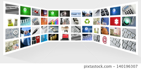 Big Panel of TV screen internet business 140196307