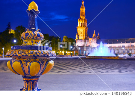 Seville Plaza de Espana sunset Andalusian Sevilla 140196543