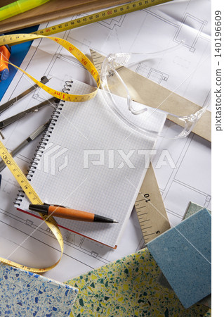 Architect desk designer workplace spiral notebook Architect desk designer workplace spiral notebook 140196609