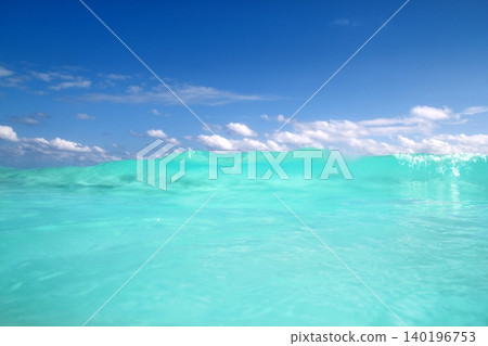 blue turquoise wave caribbean sea water foam blue turquoise wave caribbean sea water foam 140196753