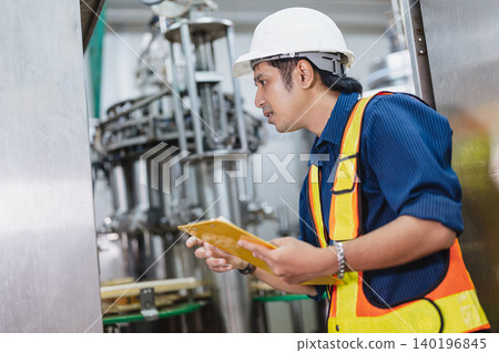 Industrial factory worker, Engineer working in plant factory, Check service plumbing pipe system. 140196845