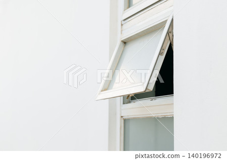 awning window open, modern home aluminum push windows. 140196972