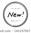 A stamp-style design element that indicates "NEW" as a new arrival. 140197007