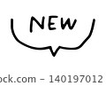"NEW" to indicate new arrivals/new products - hand-drawn speech bubble material 140197012
