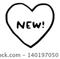 Heart-shaped "NEW" - a decorative element representing new arrivals and new products. 140197050
