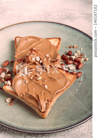 peanut butter toast, top view, breakfast, no people, peanut butter toast, top view, breakfast, no people, 140197102