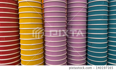 Abstract background of various colorful stacked ripple paper cups for takeaway coffee and tea Abstract background of various colorful stacked ripple paper cups for takeaway coffee and tea 140197165