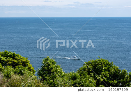從江之島透過草叢看到的海洋 從江之島透過草叢看到的海洋 140197599