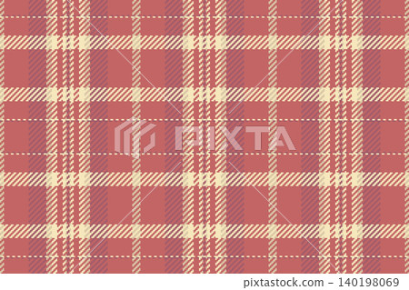 Old-fashioned fabric plaid vector, comfortable check seamless pattern. Slim background textile tartan texture in red and light colors. Old-fashioned fabric plaid vector, comfortable check seamless pattern. Slim background textile tartan texture in red and light colors. 140198069