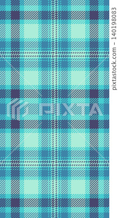 1960s seamless fabric vector, strip textile plaid tartan. Poncho background check texture pattern in medium turquoise and light colors. 1960s seamless fabric vector, strip textile plaid tartan. Poncho background check texture pattern in medium turquoise and light colors. 140198083
