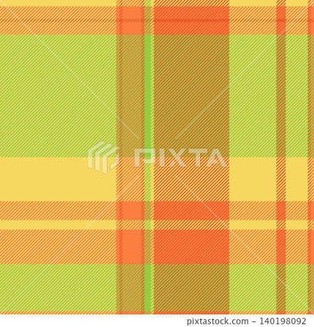 Sewing plaid tartan fabric, valentines day pattern check background. Fashion seamless texture vector textile in orange and yellow colors. Sewing plaid tartan fabric, valentines day pattern check background. Fashion seamless texture vector textile in orange and yellow colors. 140198092
