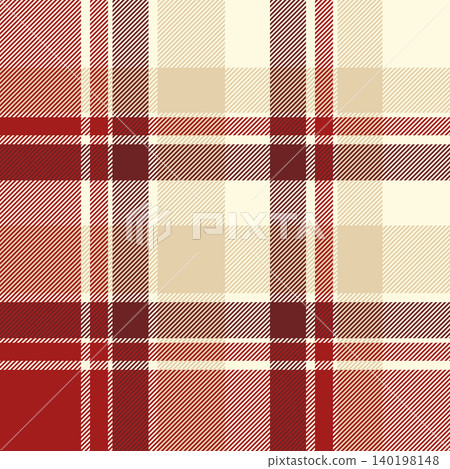 Harvest texture background textile, seventies seamless fabric pattern. Silky plaid vector check tartan in red and cornsilk colors. 140198148