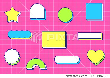 A set of three-dimensional, retro-pop frames | Japanese Heisei retro materials A set of three-dimensional, retro-pop frames | Japanese Heisei retro materials 140198280