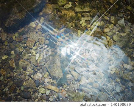 Sunlight sparkling on the surface of the river in summer Sunlight sparkling on the surface of the river in summer 140198689