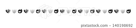 [Transparent Background] A decorative border with flower-like shapes drawn in ink on paper. 140198692