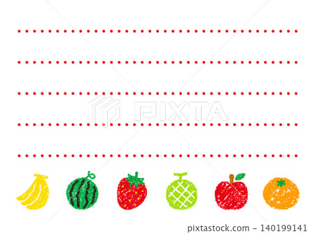 Hand-drawn crayon-style background, fruit-patterned stationery. Hand-drawn crayon-style background, fruit-patterned stationery. 140199141