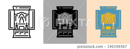 佛教祭壇的簡單向量圖標 佛教祭壇的簡單向量圖標 140199367