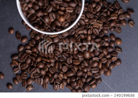 Roasted coffee beans on granite background 140199686