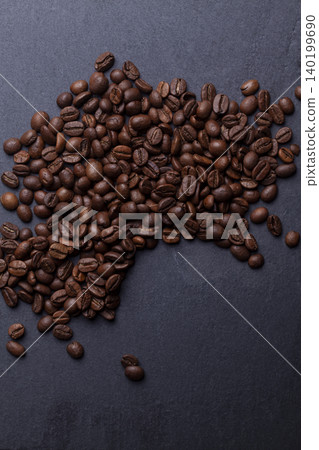Roasted coffee beans on granite background Roasted coffee beans on granite background 140199690