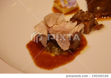 Gourmet Dish with Truffle Slices and Sauce Gourmet Dish with Truffle Slices and Sauce 140200189