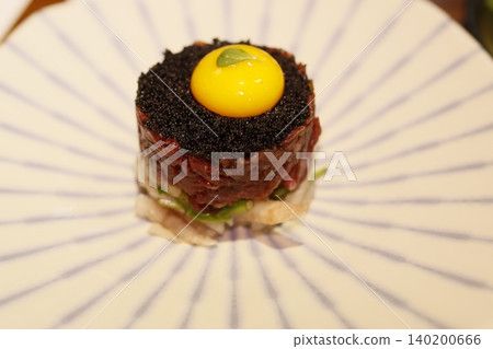 Gourmet Beef Tartare with Caviar and Quail Egg Gourmet Beef Tartare with Caviar and Quail Egg 140200666