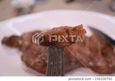 Close-up of Grilled Steak on Fork Close-up of Grilled Steak on Fork 140200760