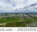 A panoramic aerial view of the coexistence of nature and the city, urban agriculture, and infrastructure. 140201038