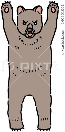 A color illustration of a bear raising its paw in a threatening manner. A color illustration of a bear raising its paw in a threatening manner. 140201091