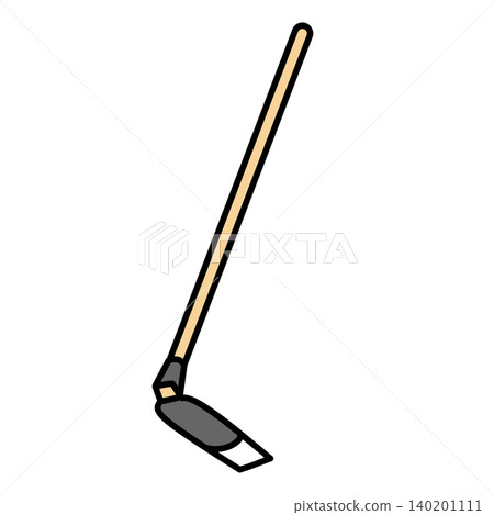 Illustration material: Illustration of a slender, flat hoe used for weeding and mounding soil in fields and gardens. 140201111