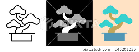 Simple vector icon of a bonsai tree Simple vector icon of a bonsai tree 140201239