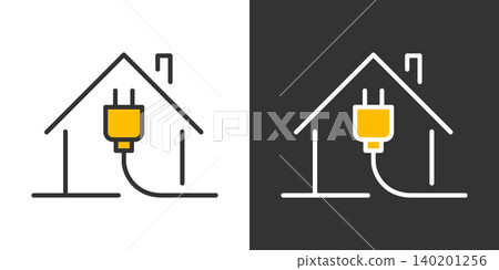 家用電源插座的簡單矢量圖標 140201256