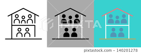 簡單的雙戶住宅向量圖標 簡單的雙戶住宅向量圖標 140201278